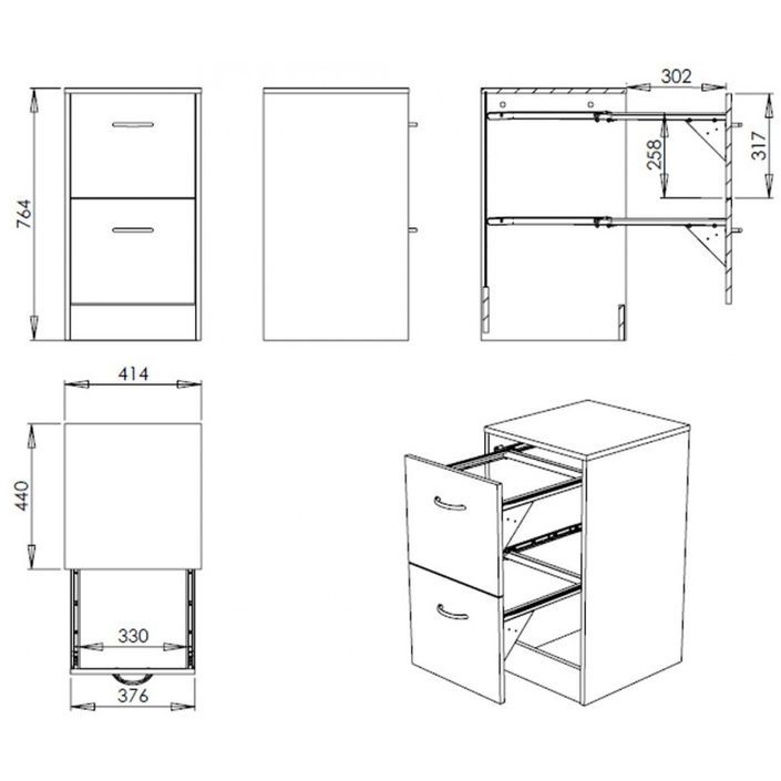 Classeur 2 tiroirs dossiers suspendus blanc Office H77 cm - Photo n°4