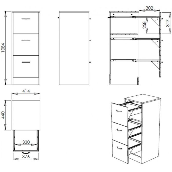 Classeur 4 tiroirs pour dossiers suspendus merisier Office H140 cm - Photo n°3
