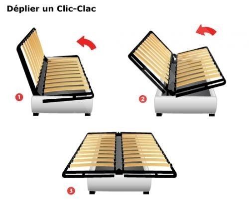 Clic Clac gris rubans couchage 130x190 cm matelas 11 cm Vania - Photo n°2
