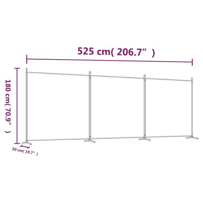 Cloison de séparation 3 panneaux Anthracite 525x180 cm Tissu - Photo n°8