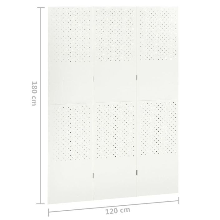 Cloison de séparation 3 panneaux Blanc 120x180 cm Acier - Photo n°6