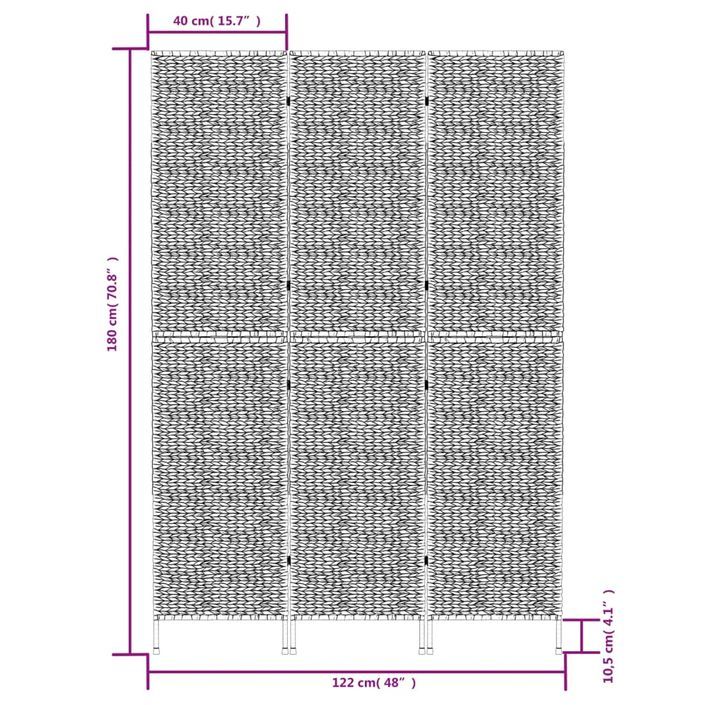 Cloison de séparation 3 panneaux noir 122x180cm hyacinthe d'eau - Photo n°9