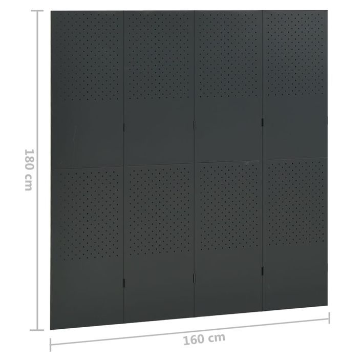 Cloison de séparation 4 panneaux Anthracite 160x180 cm Acier - Photo n°6