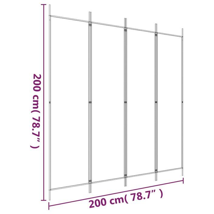 Cloison de séparation 4 panneaux Anthracite 200x200 cm Tissu - Photo n°8