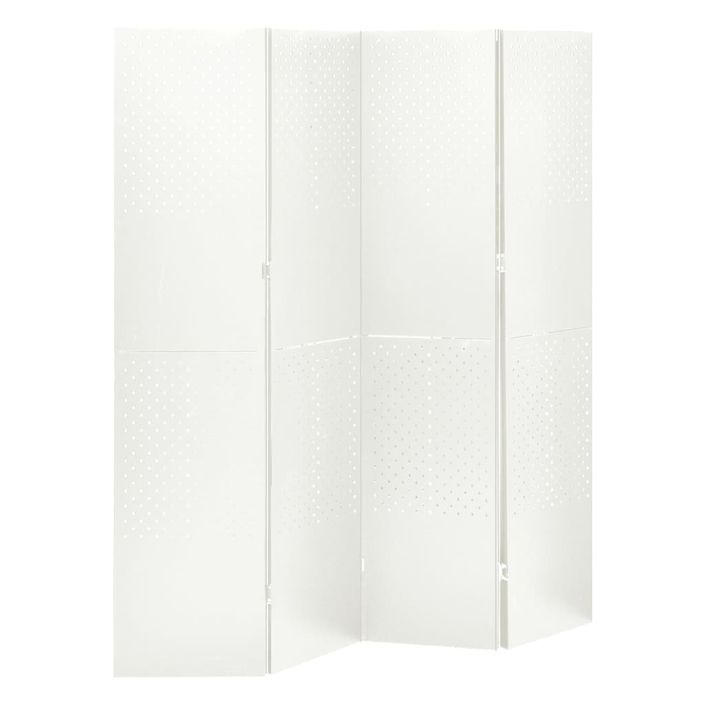 Cloison de séparation 4 panneaux Blanc 160x180 cm Acier - Photo n°1