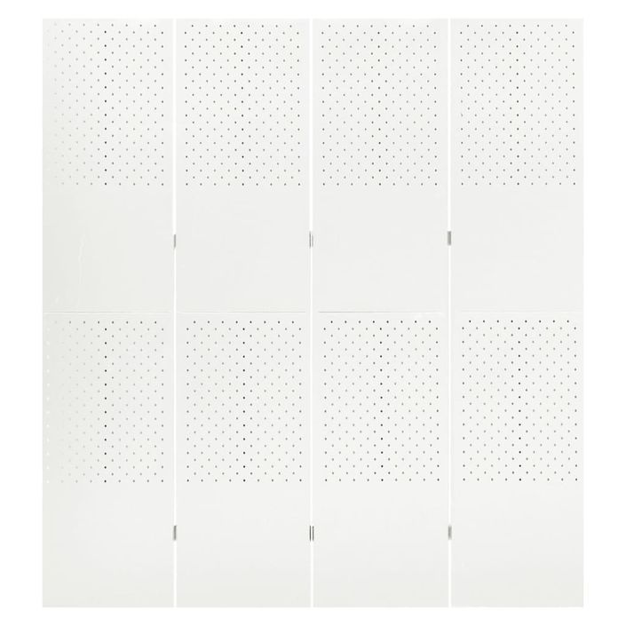 Cloison de séparation 4 panneaux Blanc 160x180 cm Acier - Photo n°2