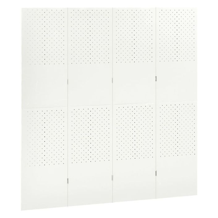 Cloison de séparation 4 panneaux Blanc 160x180 cm Acier - Photo n°3