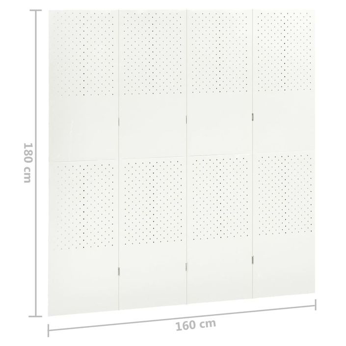 Cloison de séparation 4 panneaux Blanc 160x180 cm Acier - Photo n°6