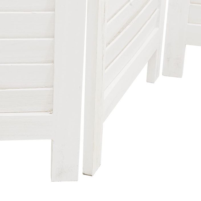 Cloison de séparation 4 panneaux blanc bois de paulownia massif - Photo n°7