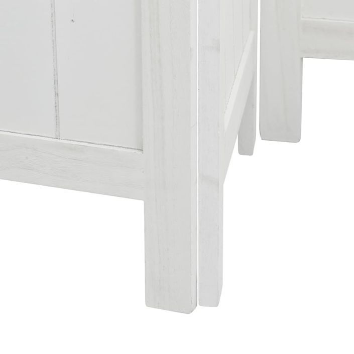 Cloison de séparation 4 panneaux blanc bois de paulownia massif - Photo n°7