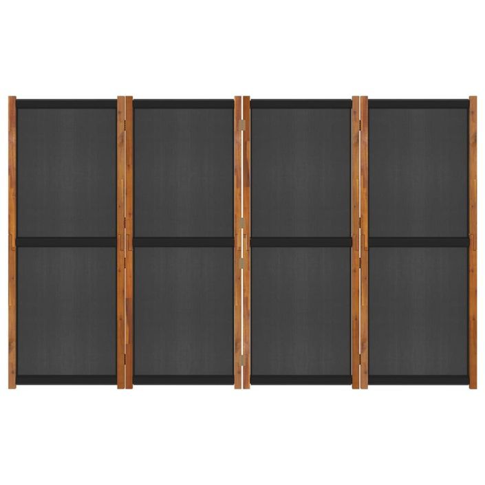 Cloison de séparation 4 panneaux Noir 280x180 cm - Photo n°6