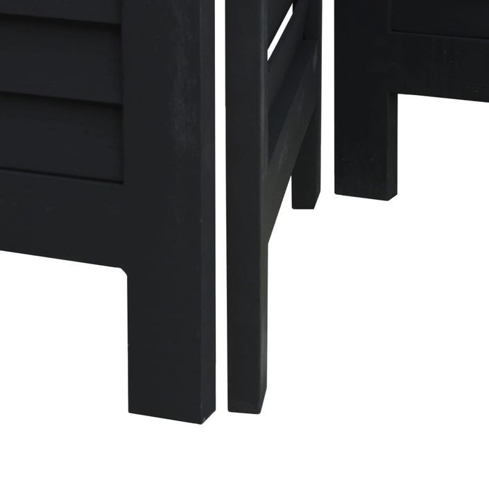 Cloison de séparation 4 panneaux noir bois de paulownia massif - Photo n°7