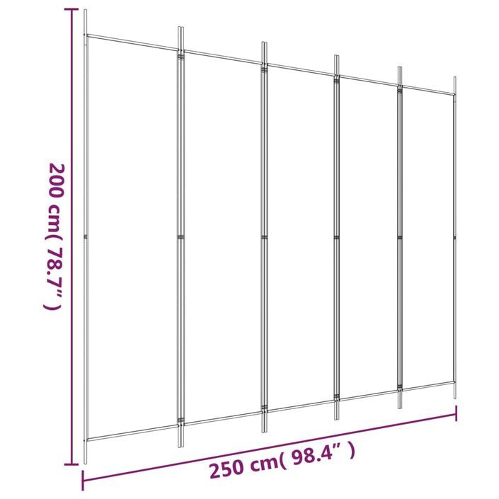 Cloison de séparation 5 panneaux Anthracite 250x200 cm Tissu - Photo n°8