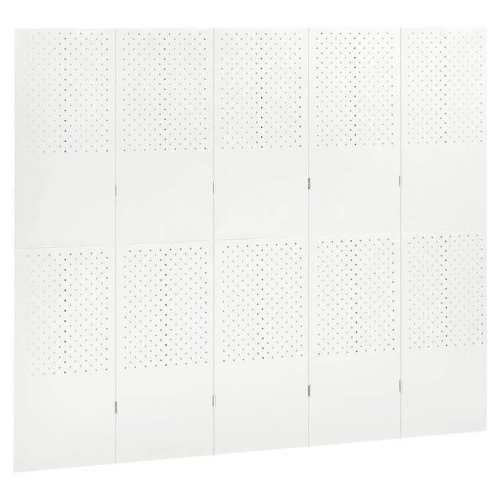 Cloison de séparation 5 panneaux Blanc 200x180 cm Acier - Photo n°3