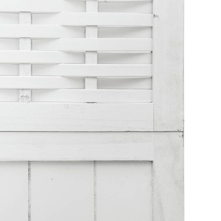 Cloison de séparation 5 panneaux blanc bois de paulownia massif - Photo n°7