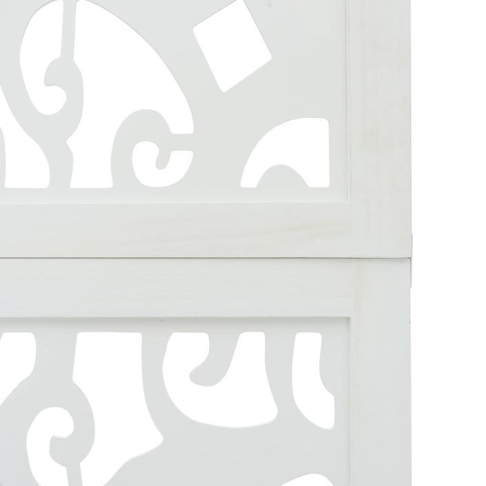 Cloison de séparation 5 panneaux blanc bois de paulownia massif - Photo n°6