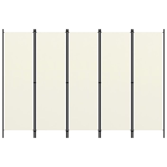 Cloison de séparation 5 panneaux Blanc crème 250x180 cm - Photo n°1