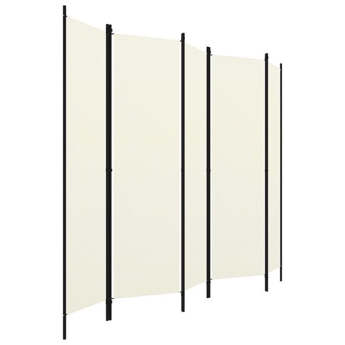 Cloison de séparation 5 panneaux Blanc crème 250x180 cm - Photo n°3