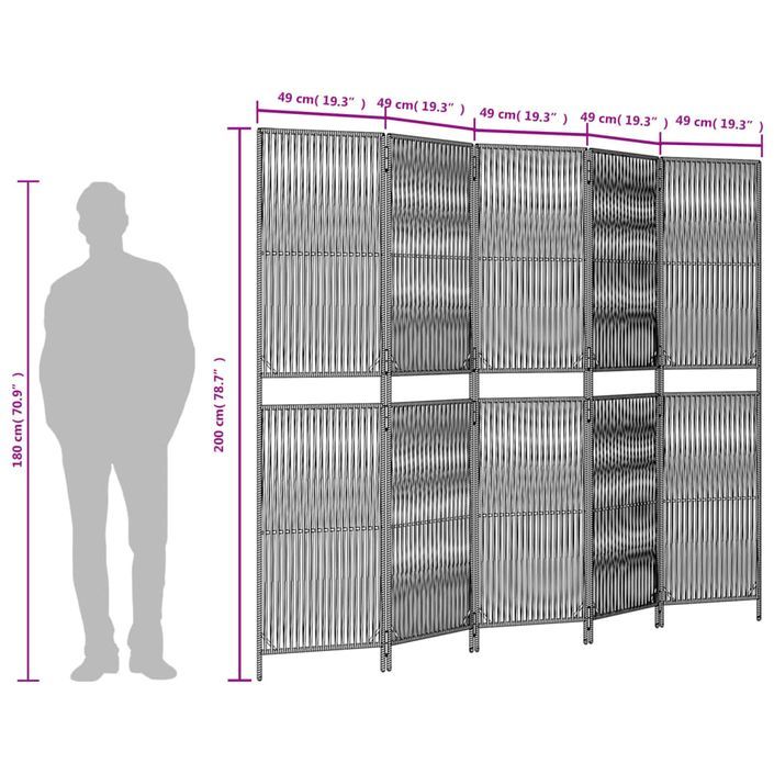 Cloison de séparation 5 panneaux marron résine tressée - Photo n°9