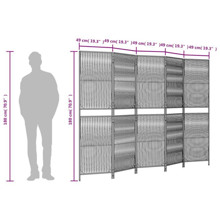 Cloison de séparation 5 panneaux marron résine tressée - Photo n°9