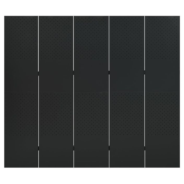 Cloison de séparation 5 panneaux Noir 200x180 cm Acier - Photo n°2
