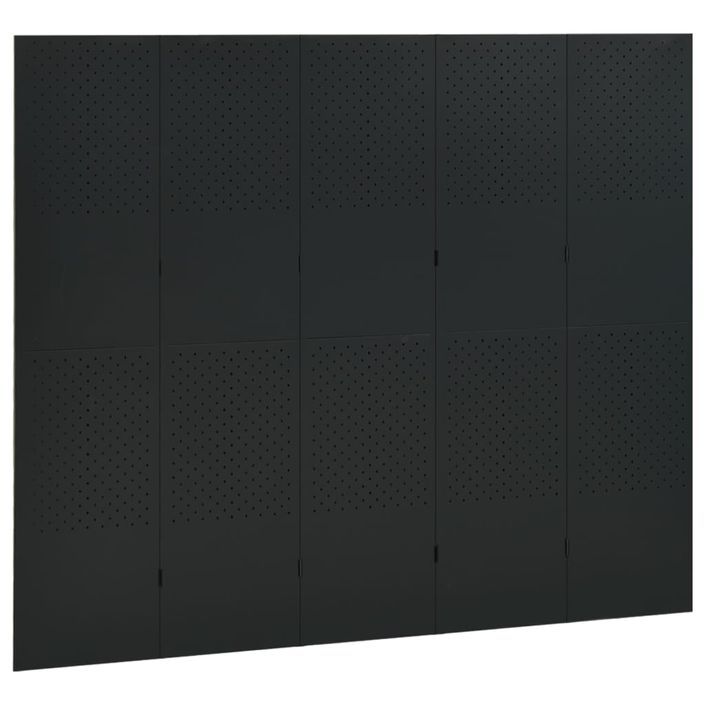 Cloison de séparation 5 panneaux Noir 200x180 cm Acier - Photo n°3