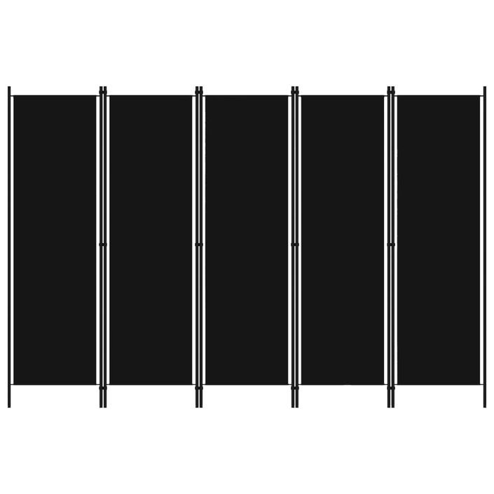 Cloison de séparation 5 panneaux Noir 250x180 cm - Photo n°1