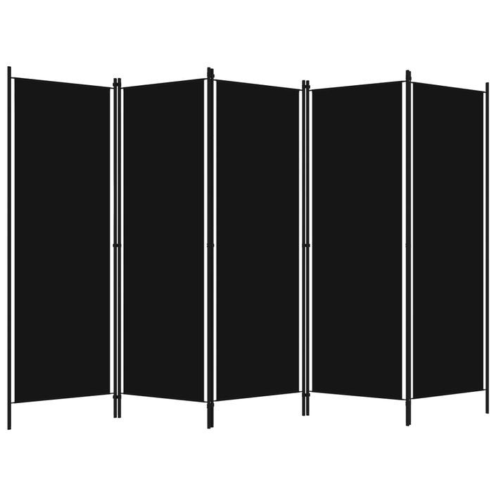 Cloison de séparation 5 panneaux Noir 250x180 cm - Photo n°2
