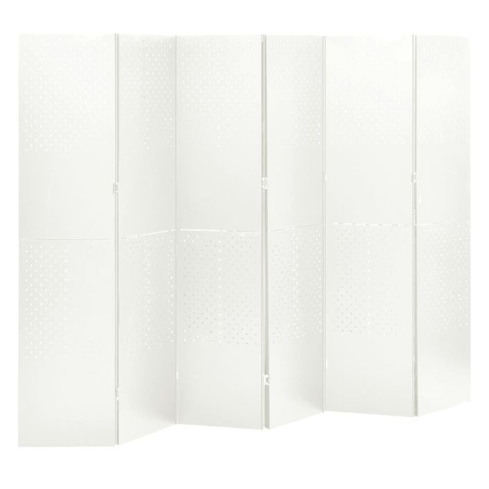 Cloison de séparation 6 panneaux Blanc 240x180 cm Acier - Photo n°1