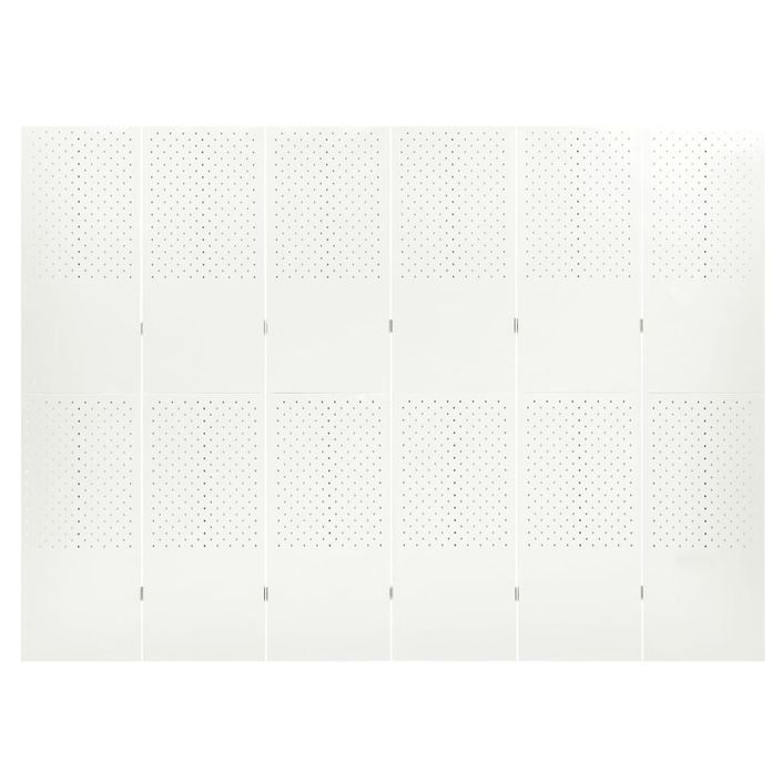 Cloison de séparation 6 panneaux Blanc 240x180 cm Acier - Photo n°2