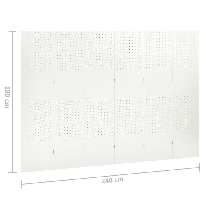 Cloison de séparation 6 panneaux Blanc 240x180 cm Acier - Photo n°6