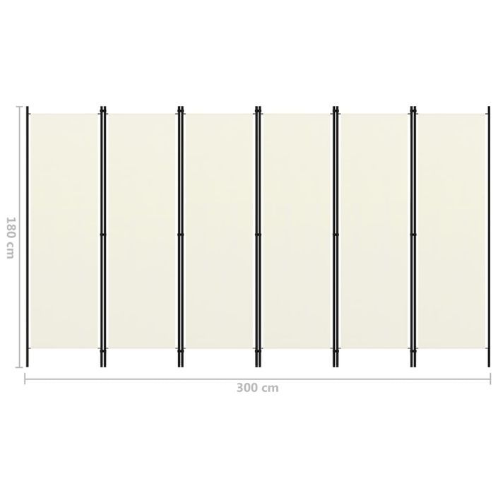 Cloison de séparation 6 panneaux Blanc crème 300x180 cm - Photo n°6