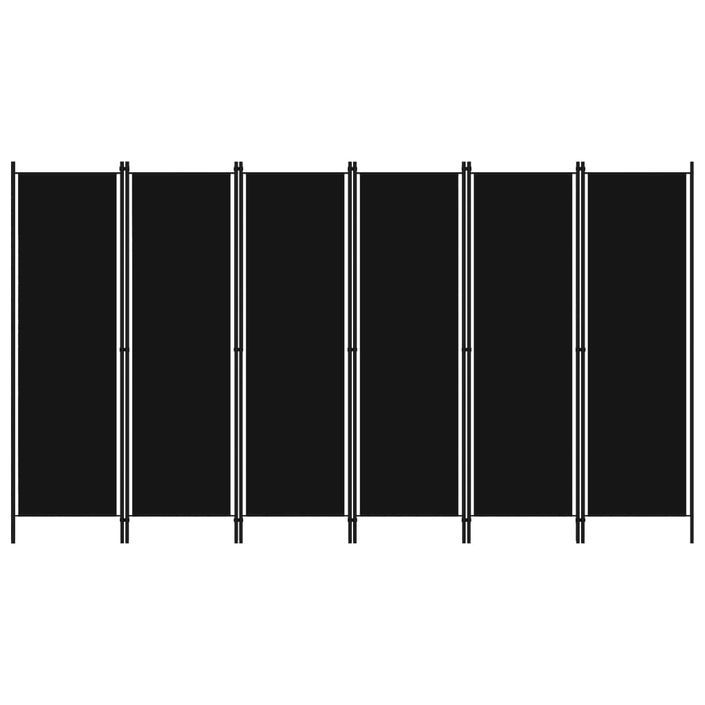 Cloison de séparation 6 panneaux Noir 300x180 cm - Photo n°1