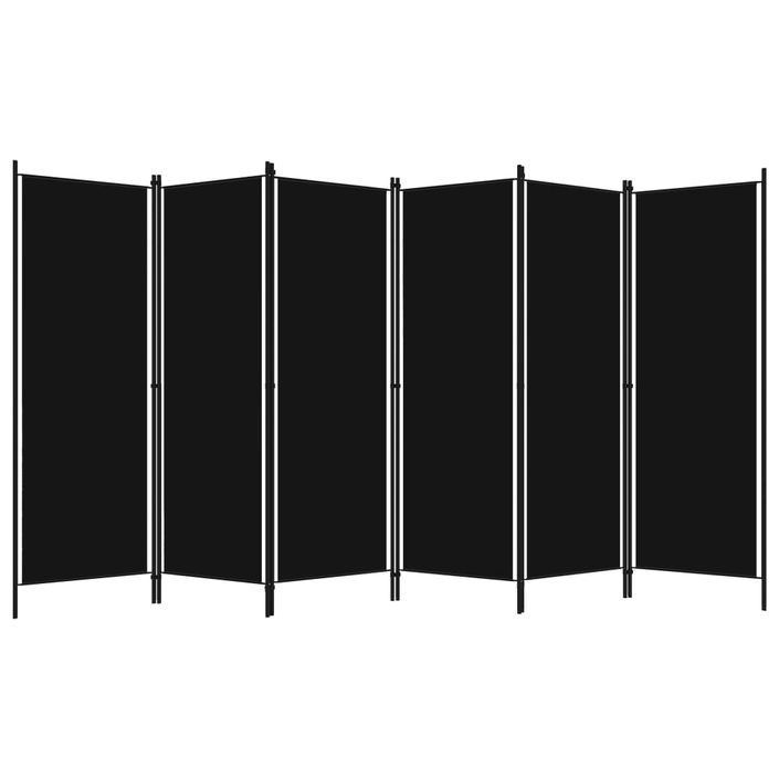 Cloison de séparation 6 panneaux Noir 300x180 cm - Photo n°2