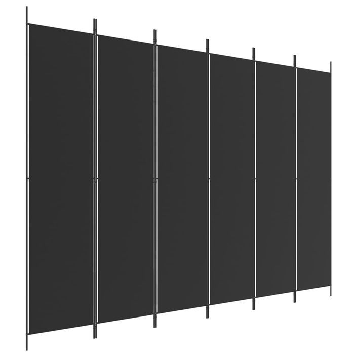 Cloison de séparation 6 panneaux Noir 300x220 cm Tissu - Photo n°1