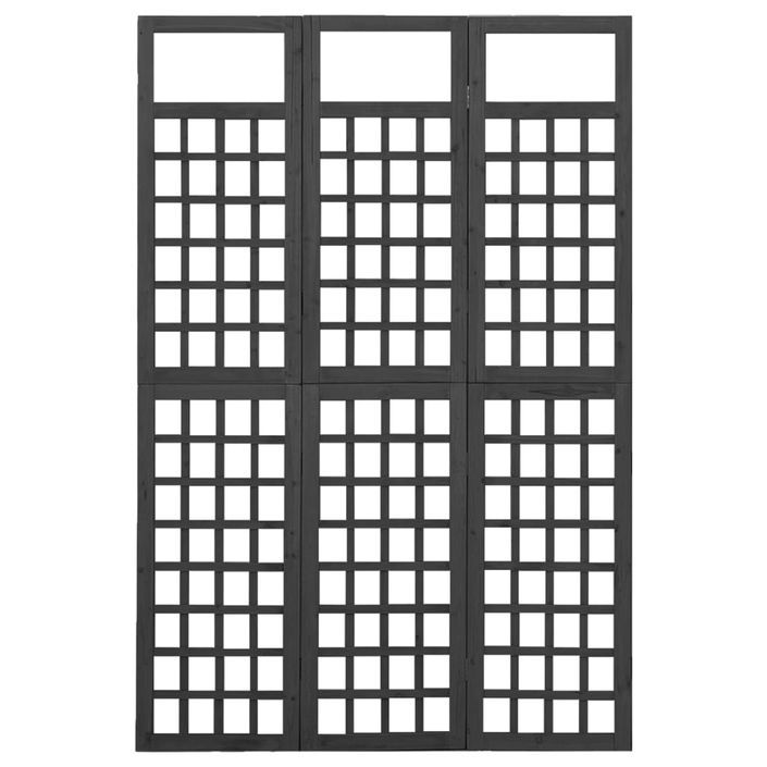Cloison de séparation à 3 panneaux Bois de pin Noir 121x180 cm - Photo n°3