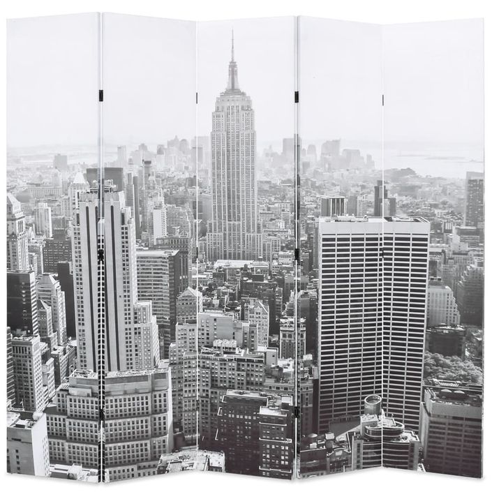 Cloison de séparation pliable 200x170 cm New York Noir et blanc - Photo n°1