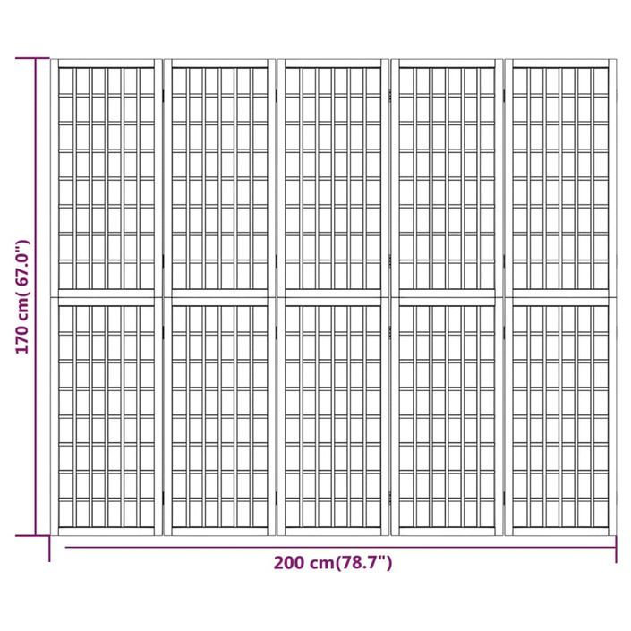 Cloison de séparation pliable 5 panneaux 200x170 cm - Photo n°7