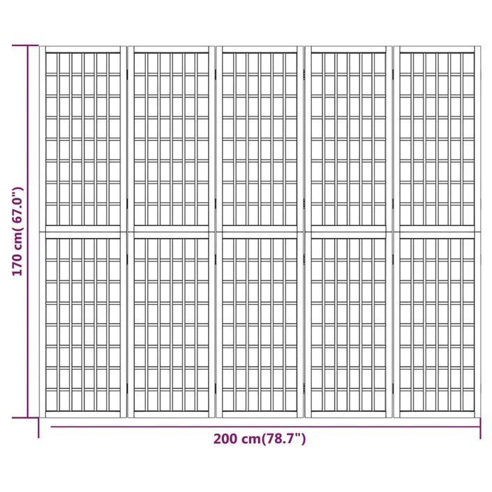 Cloison de séparation pliable 5 panneaux 200x170 cm Blanc - Photo n°7