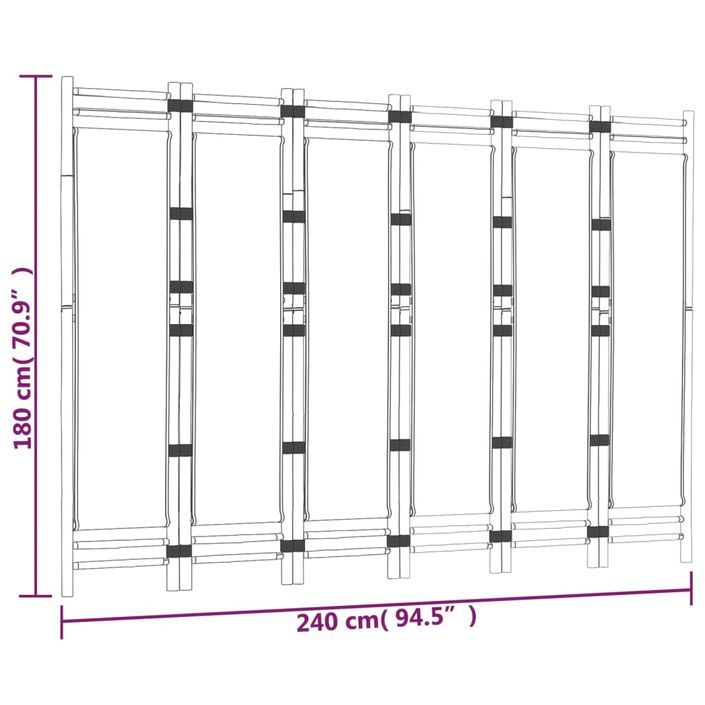 Cloison de séparation pliante 6 panneaux 240 cm Bambou et toile - Photo n°9