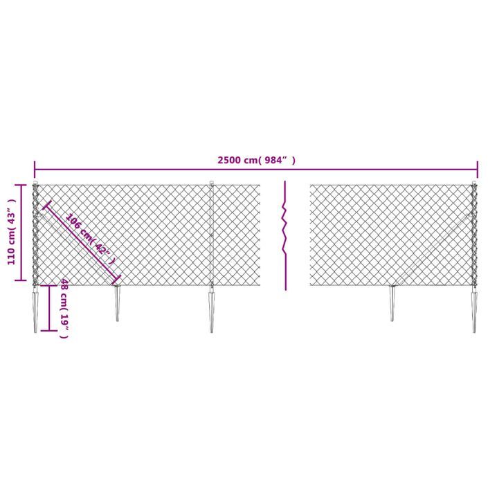 Clôture à mailles losangées avec ancrage anthracite 1,1x25 m - Photo n°5