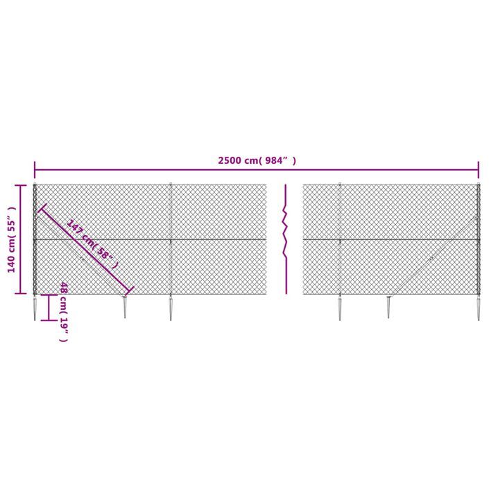 Clôture à mailles losangées avec ancrage anthracite 1,4x25 m - Photo n°5