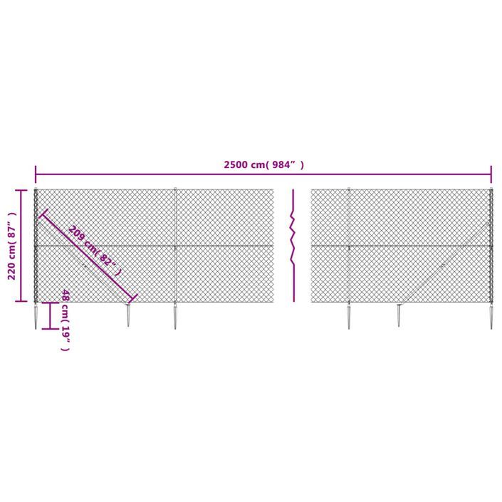 Clôture à mailles losangées avec ancrage anthracite 2,2x25 m - Photo n°5