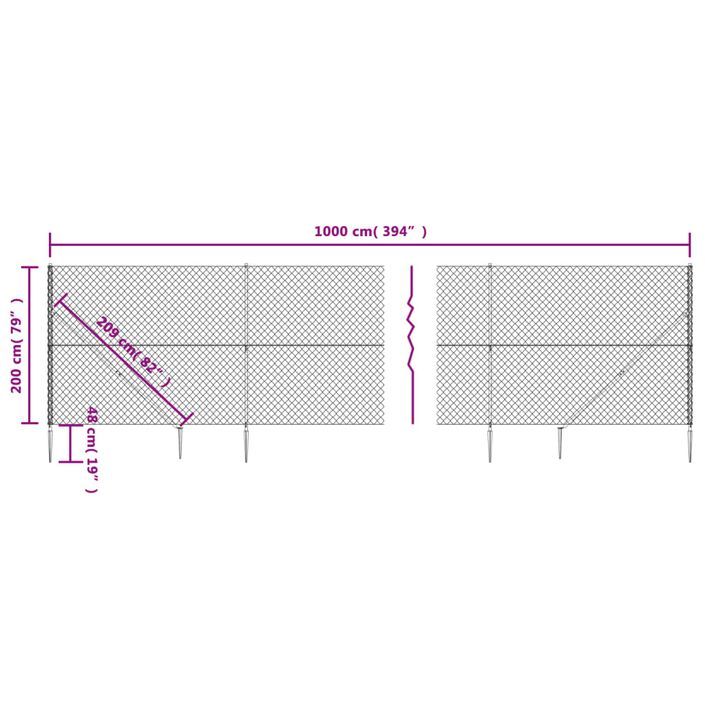 Clôture à mailles losangées avec ancrage anthracite 2x10 m - Photo n°5