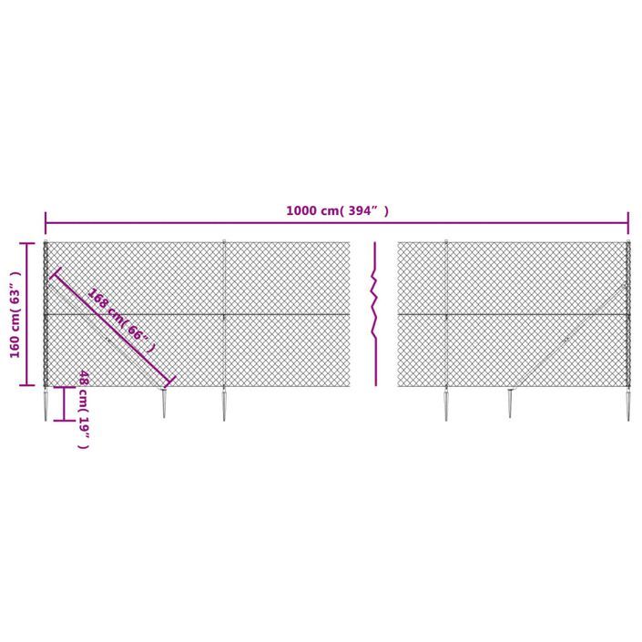 Clôture à mailles losangées avec ancrage argenté 1,6x10 m - Photo n°5