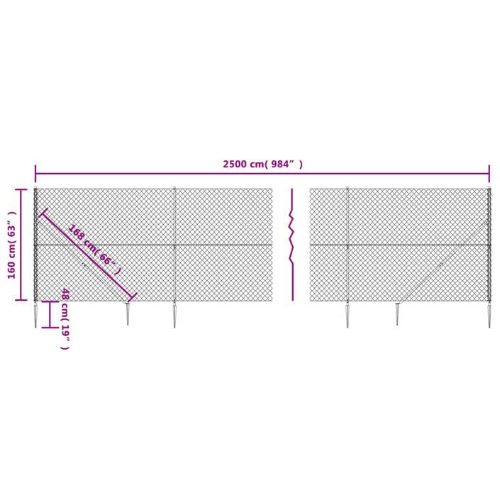 Clôture à mailles losangées avec ancrage argenté 1,6x25 m - Photo n°5