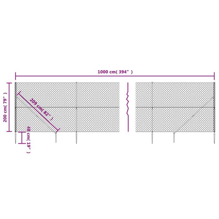 Clôture à mailles losangées avec ancrage argenté 2x10 m - Photo n°5