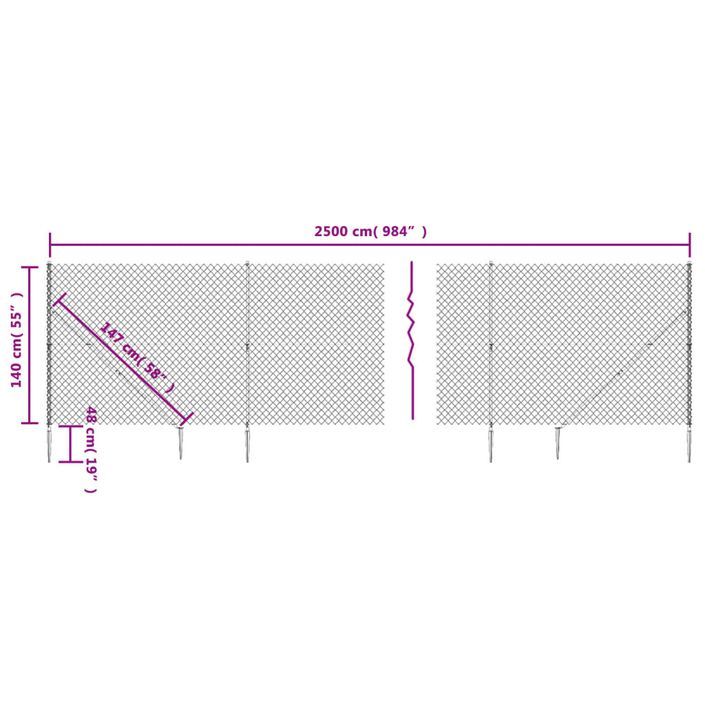 Clôture à mailles losangées avec piquet d'ancrage vert 1,4x25 m - Photo n°5