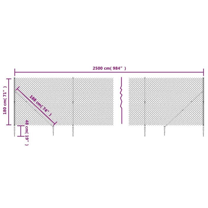 Clôture à mailles losangées avec piquet d'ancrage vert 1,8x25 m - Photo n°5