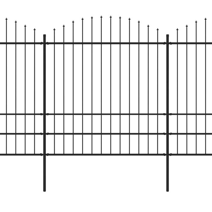Clôture de jardin à dessus en lance Acier (1,75-2)x15,3 m Noir - Photo n°2